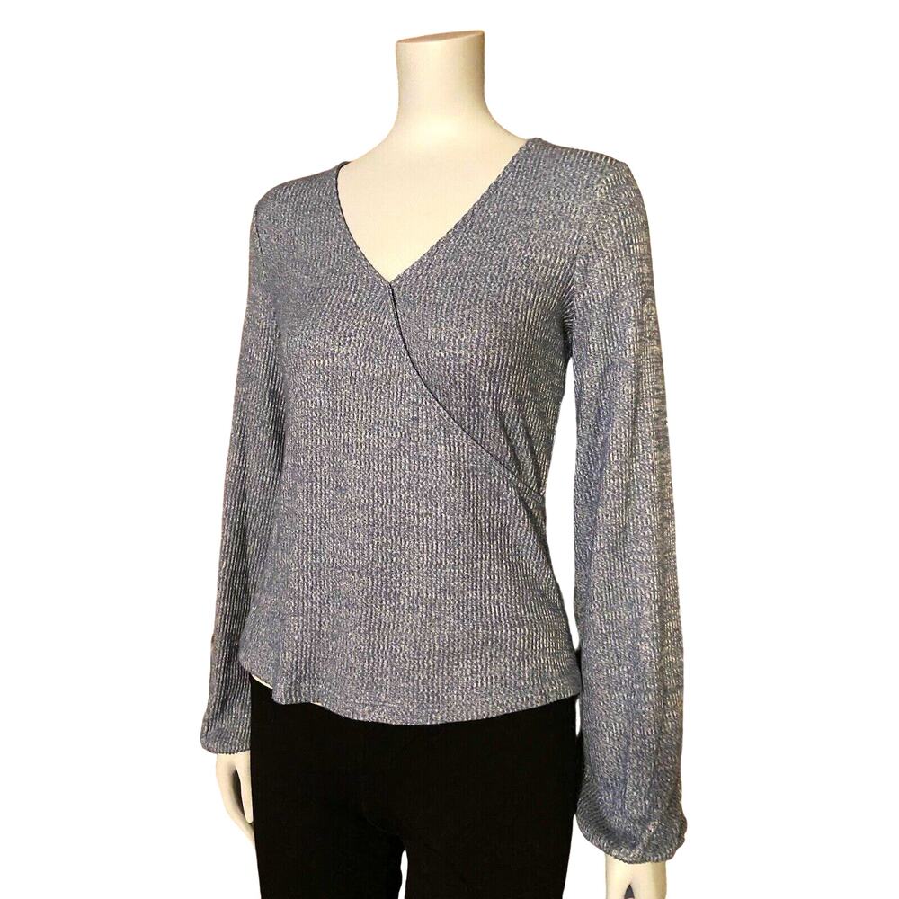 GAP Blue Faux Wrap V-Neck Pullover Sweater sz S